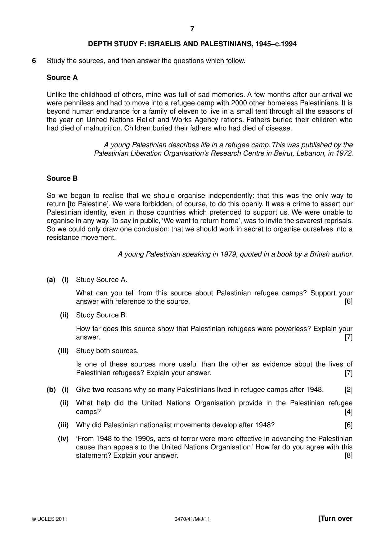 Cambridge IGCSE History 0470 2011 May/June Paper 4 · Variant 1 question paper, page 7 of 12