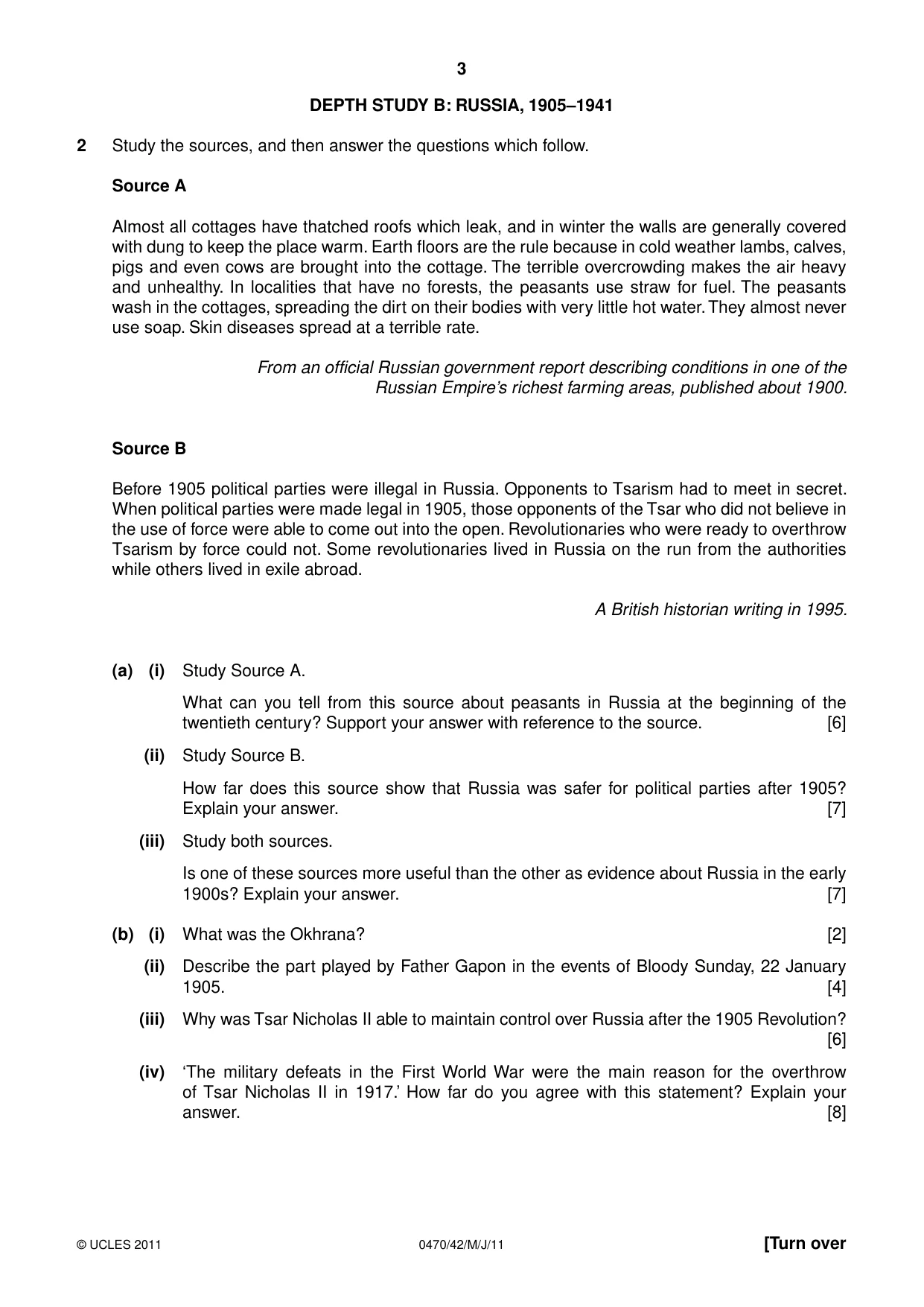 Cambridge IGCSE History 0470 2011 May/June Paper 4 · Variant 2 question paper, page 3 of 12