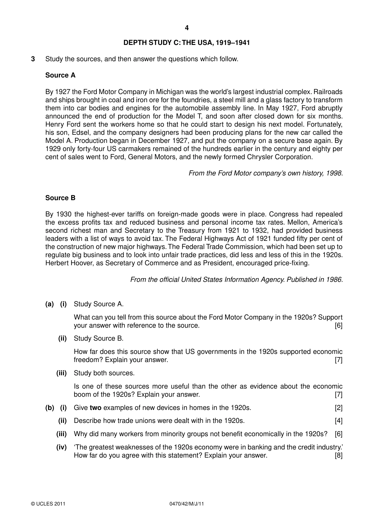 Cambridge IGCSE History 0470 2011 May/June Paper 4 · Variant 2 question paper, page 4 of 12