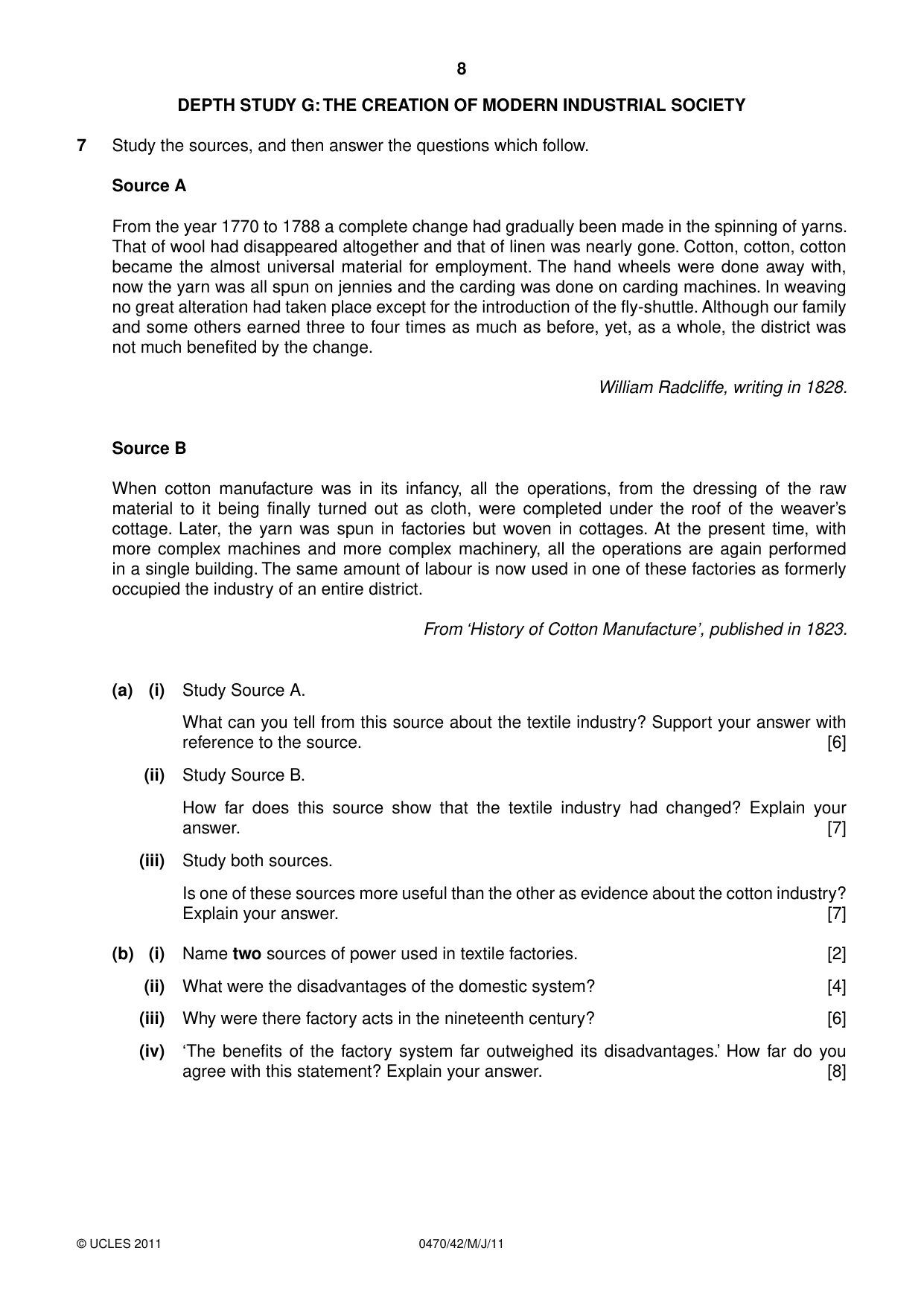 Cambridge IGCSE History 0470 2011 May/June Paper 4 · Variant 2 question paper, page 8 of 12