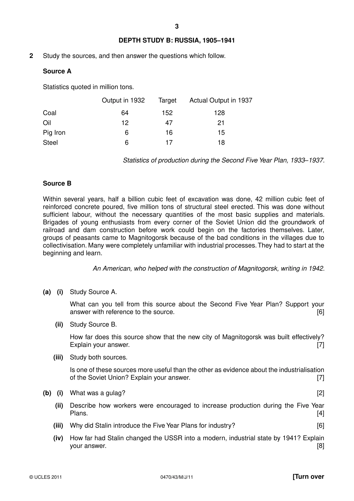 Cambridge IGCSE History 0470 2011 May/June Paper 4 · Variant 3 question paper, page 3 of 12