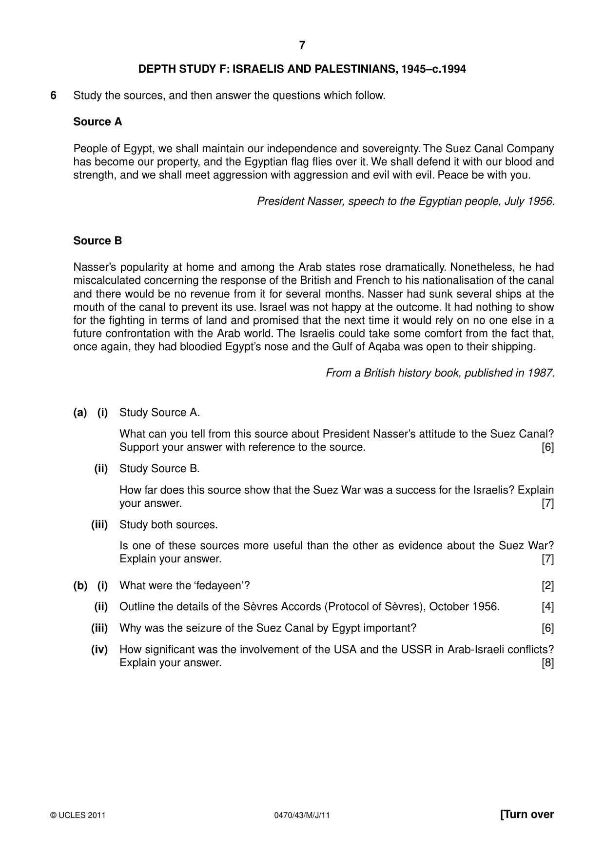 Cambridge IGCSE History 0470 2011 May/June Paper 4 · Variant 3 question paper, page 7 of 12