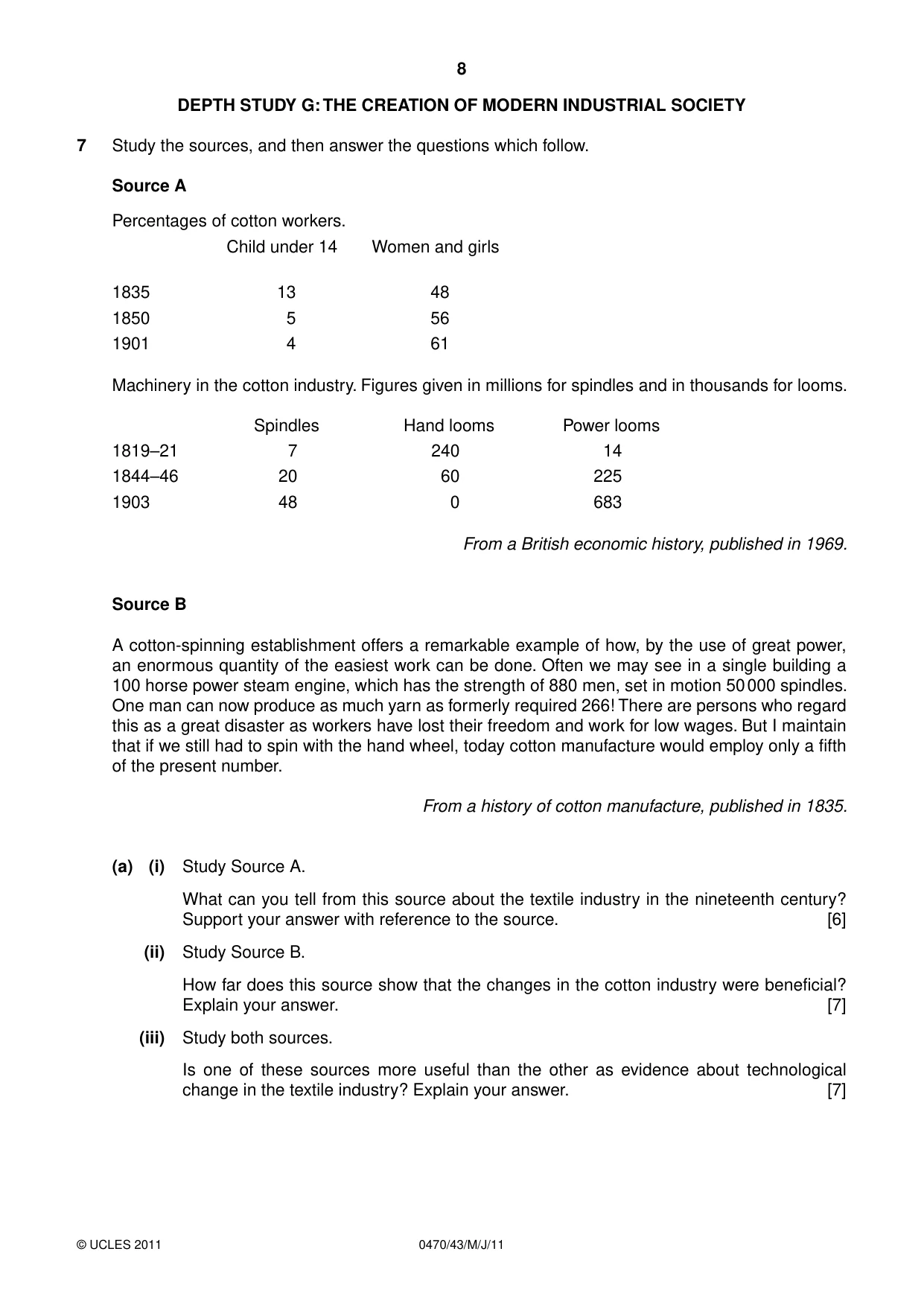 Cambridge IGCSE History 0470 2011 May/June Paper 4 · Variant 3 question paper, page 8 of 12