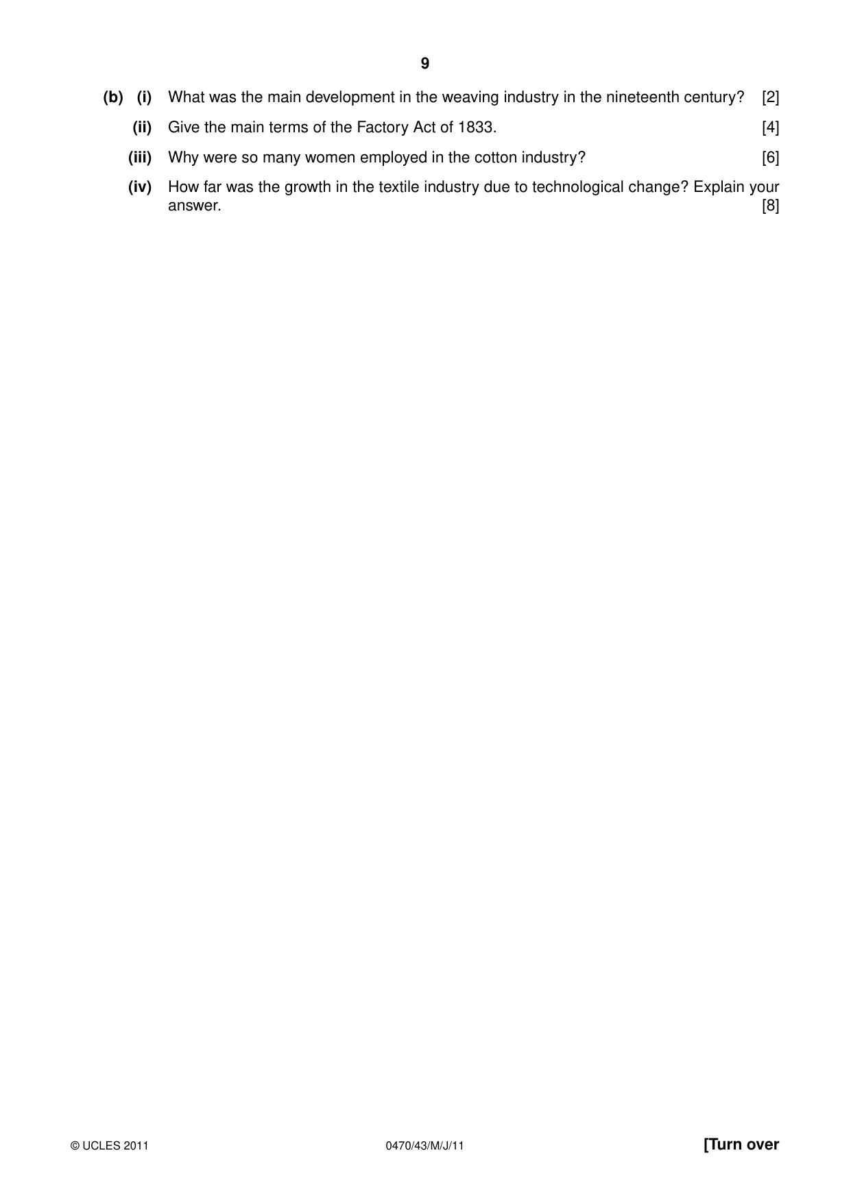 Cambridge IGCSE History 0470 2011 May/June Paper 4 · Variant 3 question paper, page 9 of 12