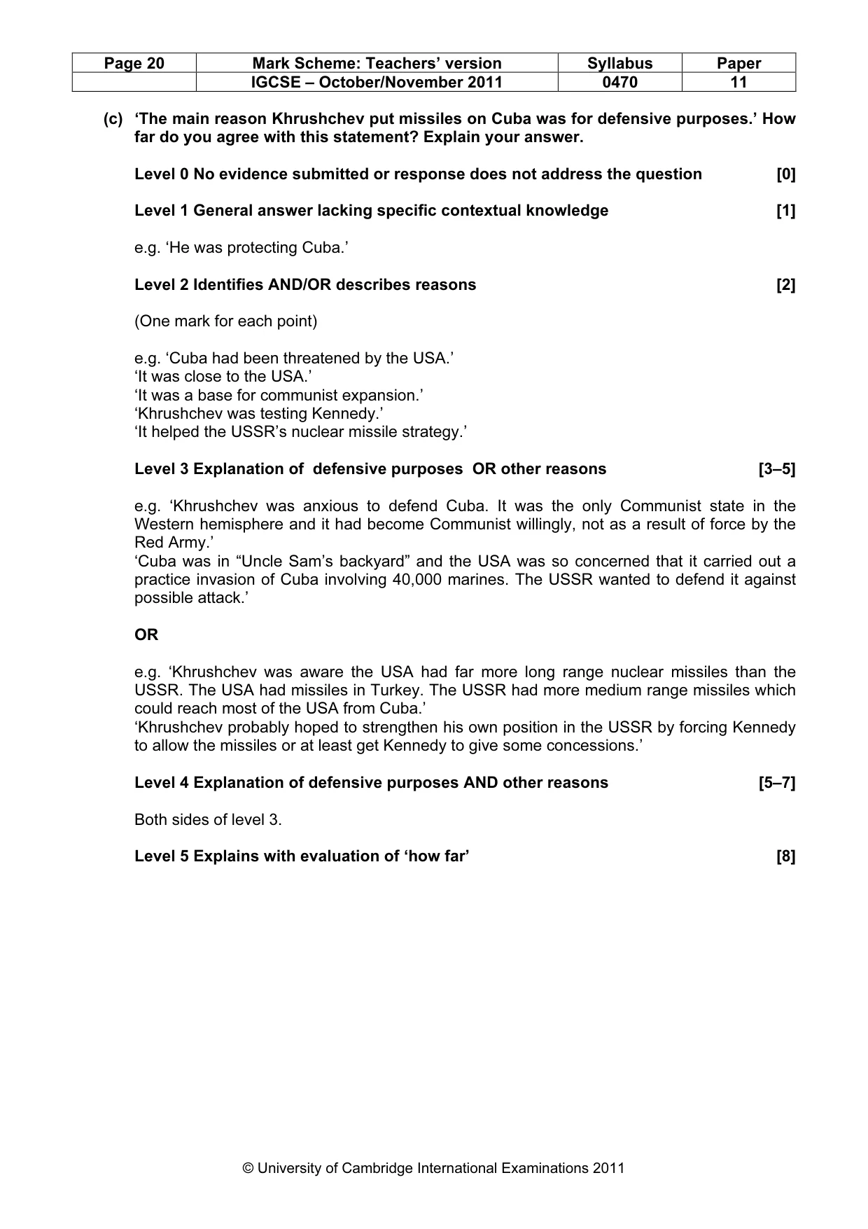 Mark scheme, page 20 of 59
