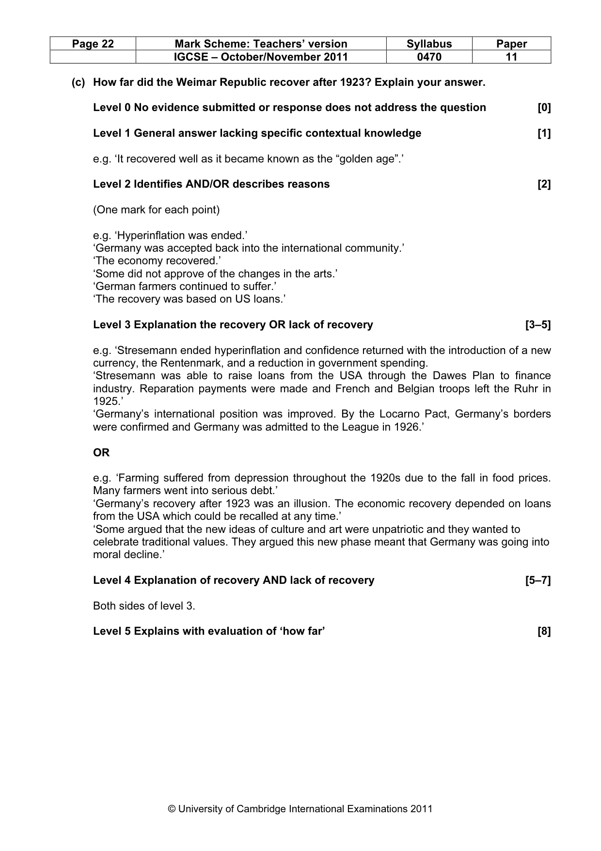 Mark scheme, page 22 of 59