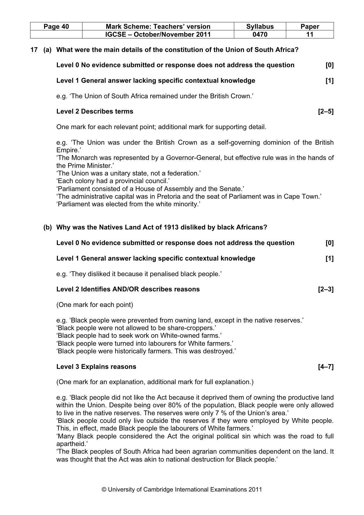 Mark scheme, page 40 of 59