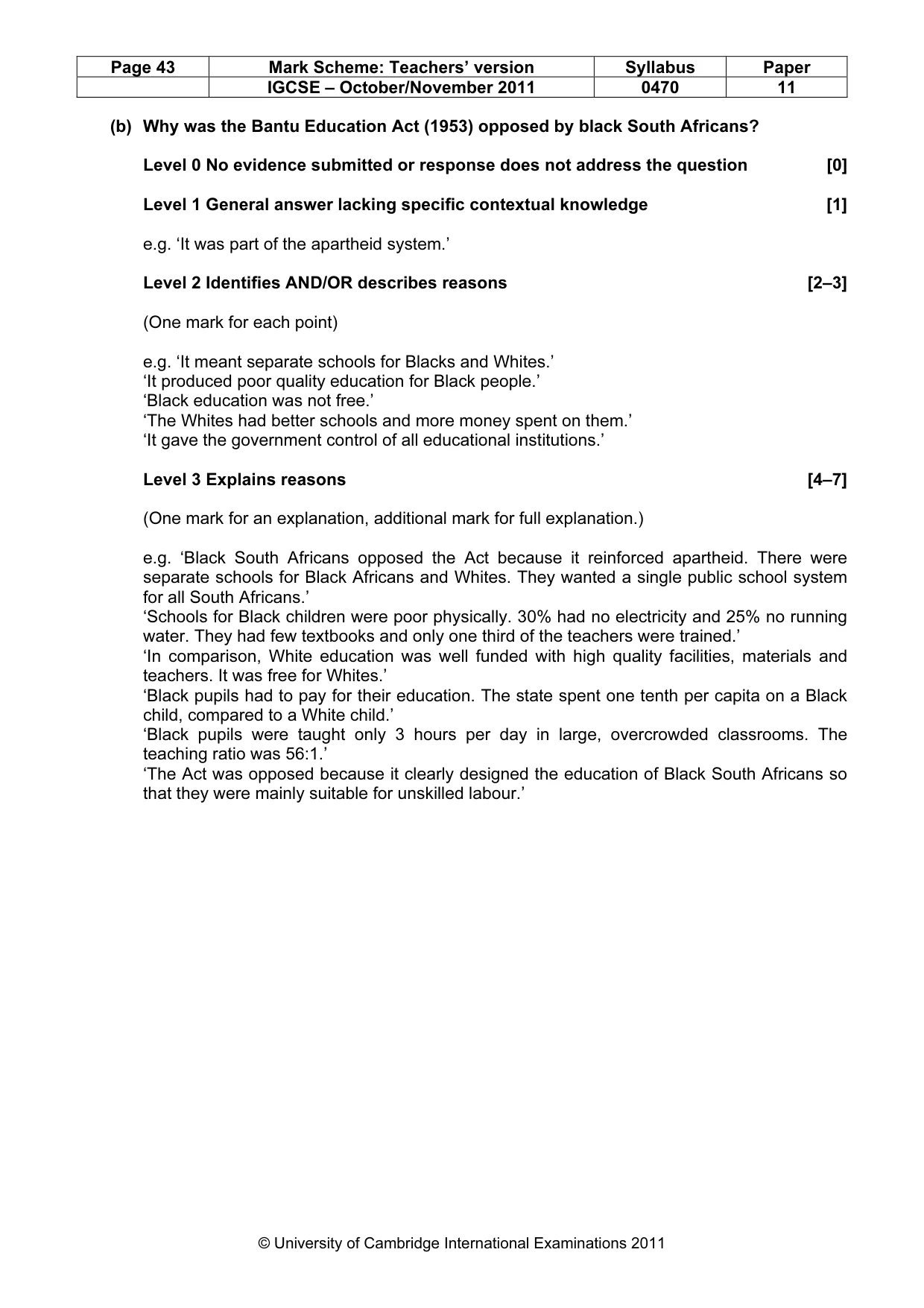 Mark scheme, page 43 of 59