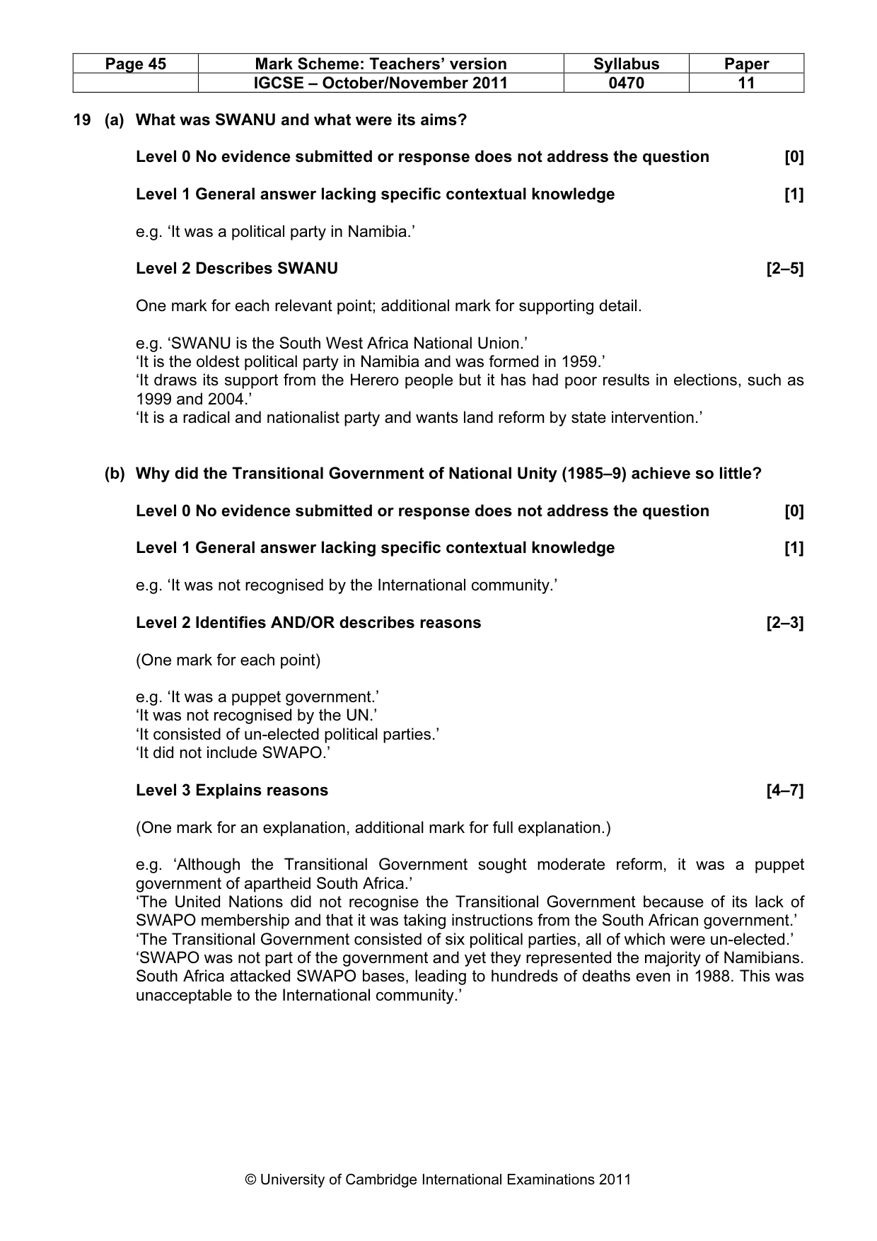 Mark scheme, page 45 of 59