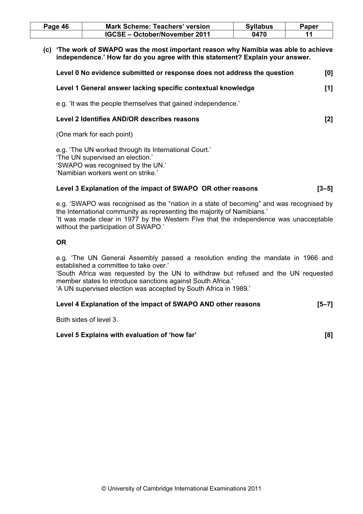 Mark scheme, page 46 of 59