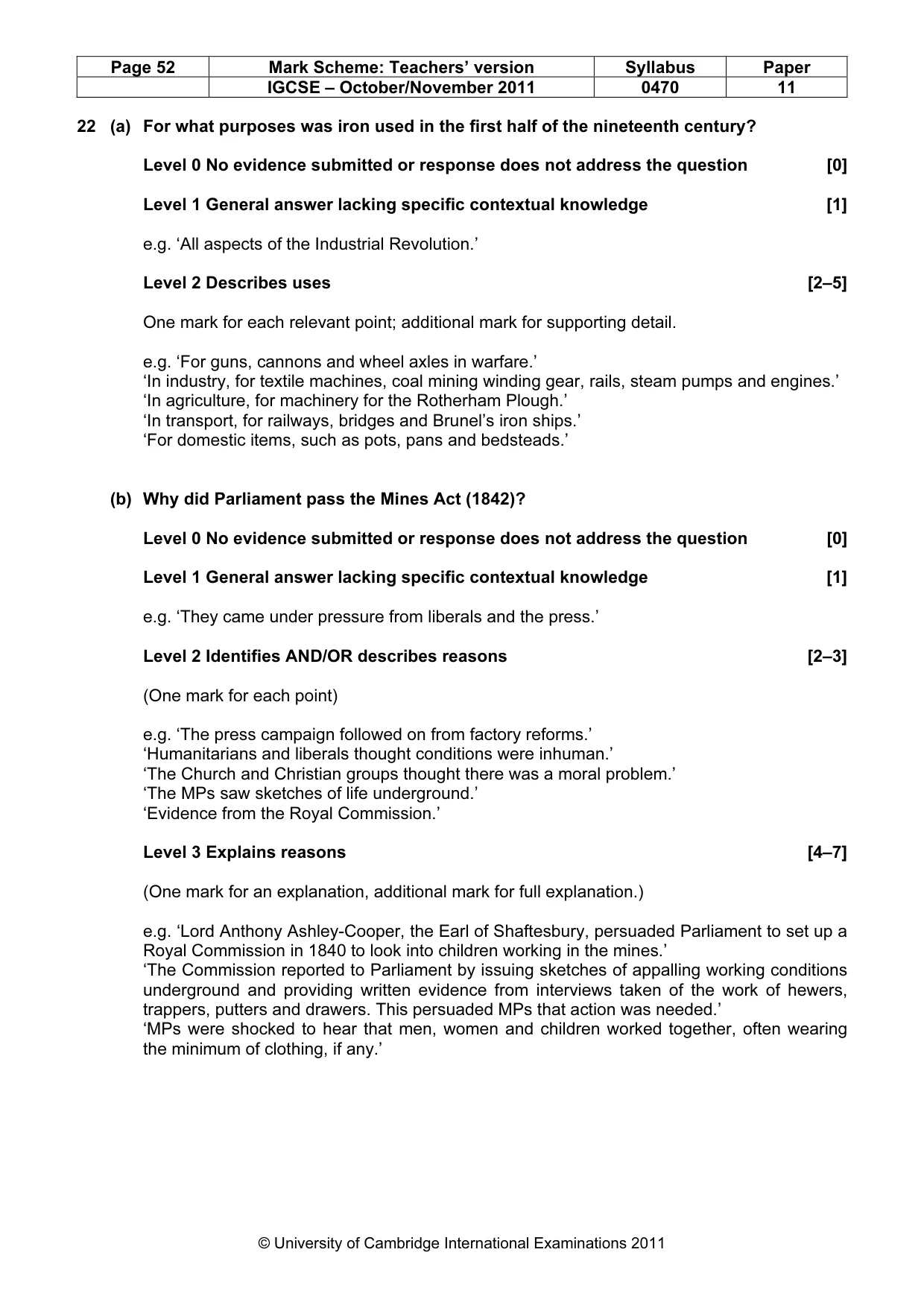 Mark scheme, page 52 of 59
