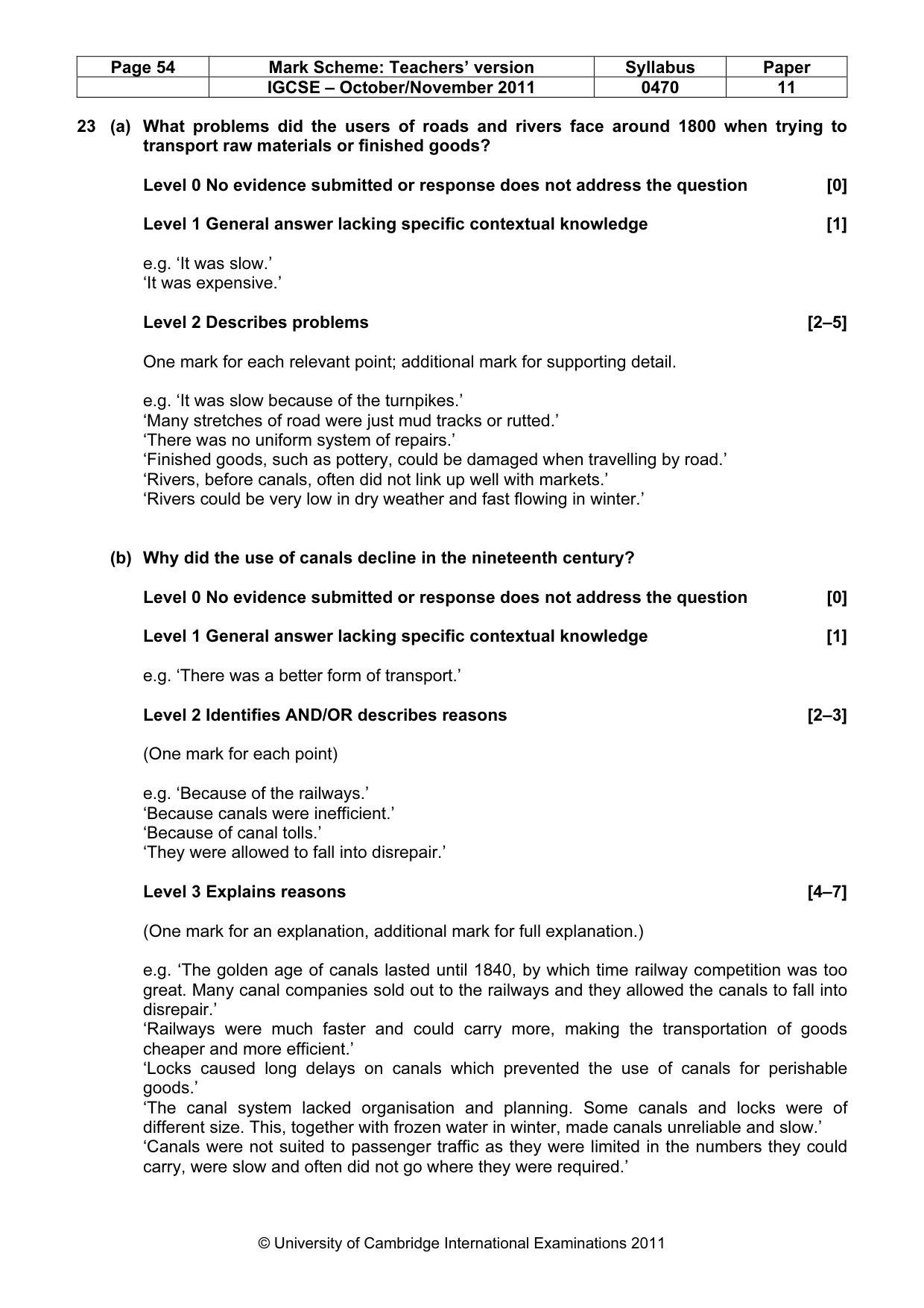 Mark scheme, page 54 of 59
