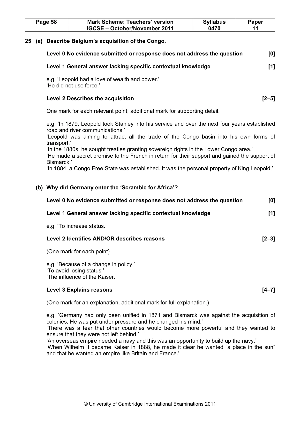 Mark scheme, page 58 of 59