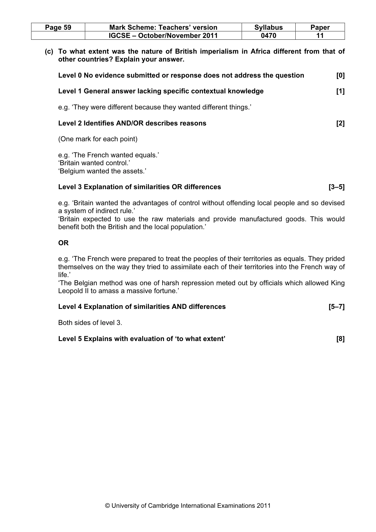 Mark scheme, page 59 of 59