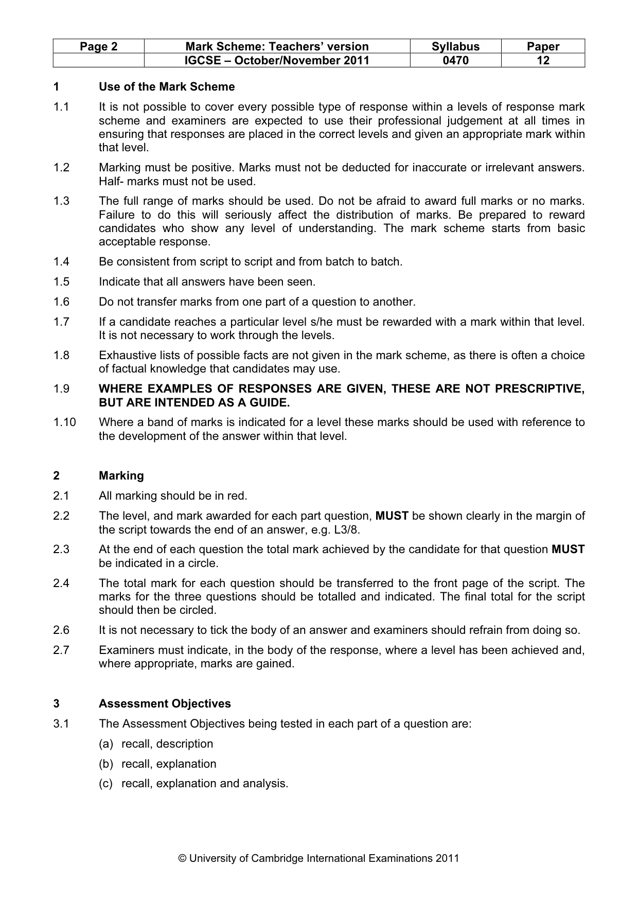 Mark scheme, page 2 of 52