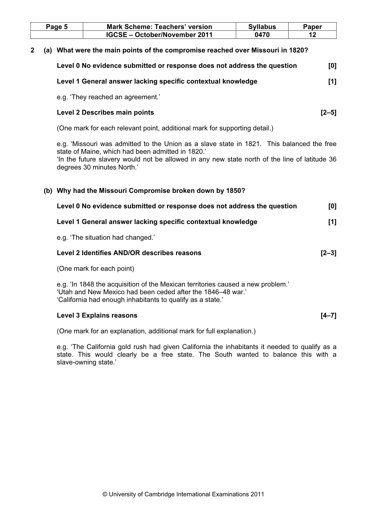 Mark scheme, page 5 of 52