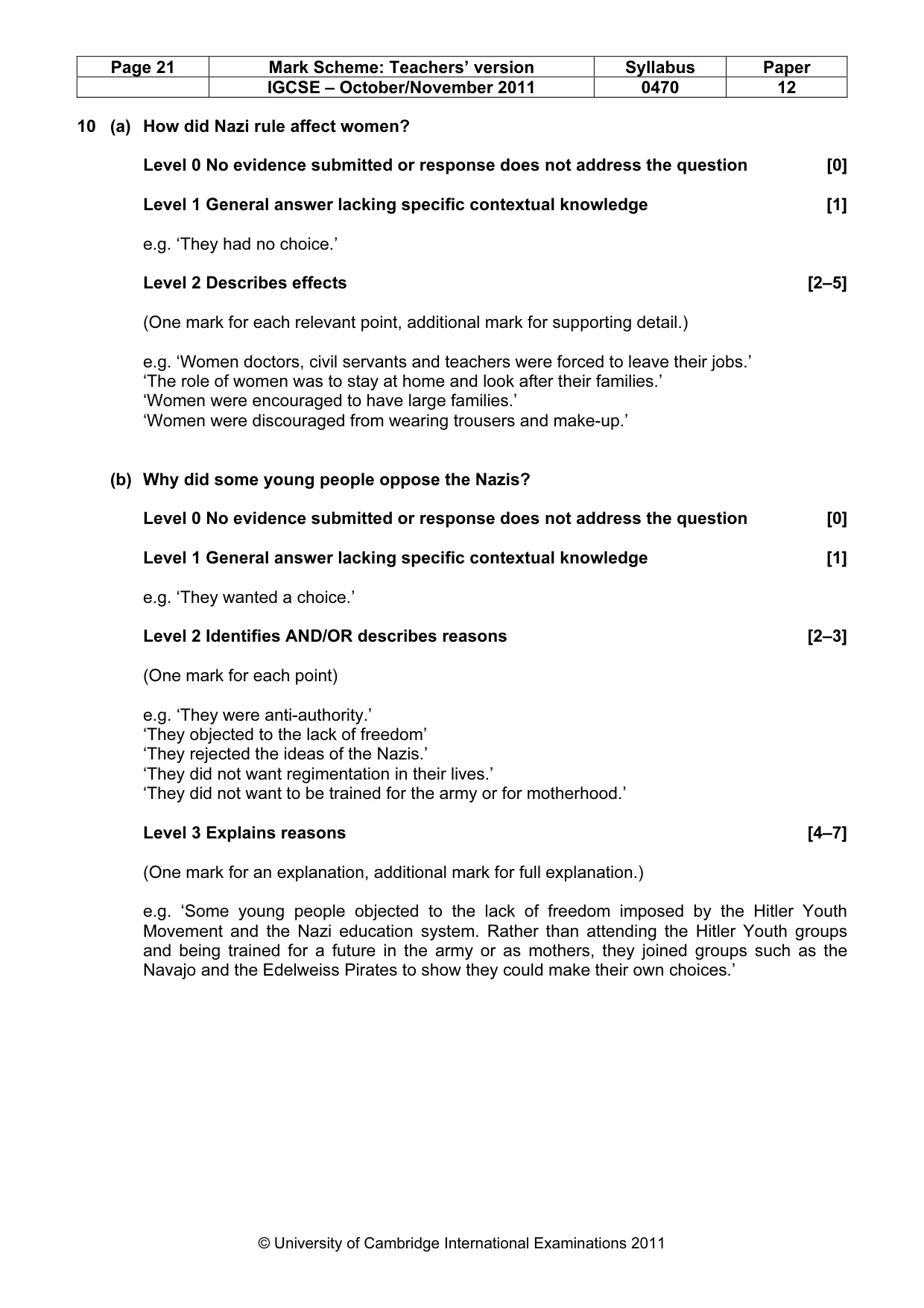 Mark scheme, page 21 of 52