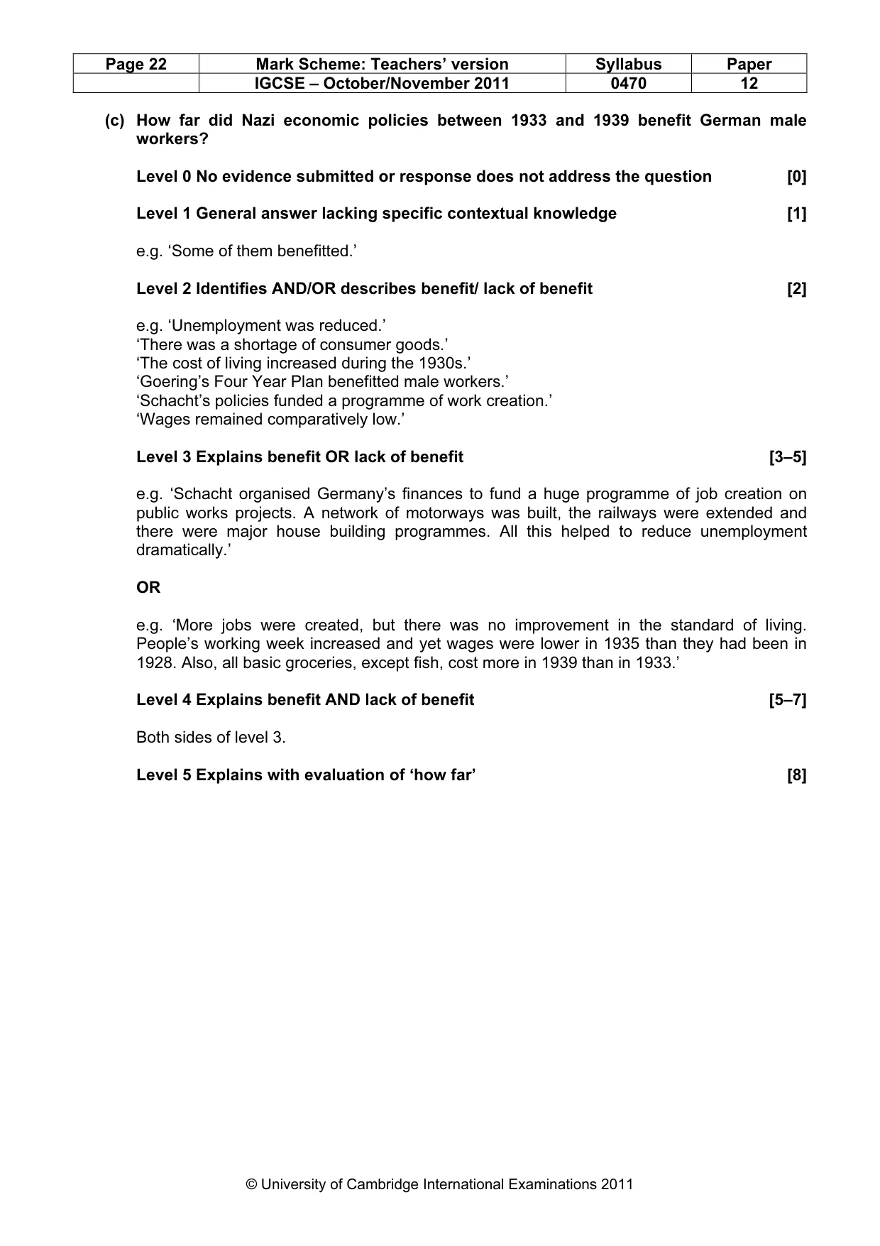 Mark scheme, page 22 of 52