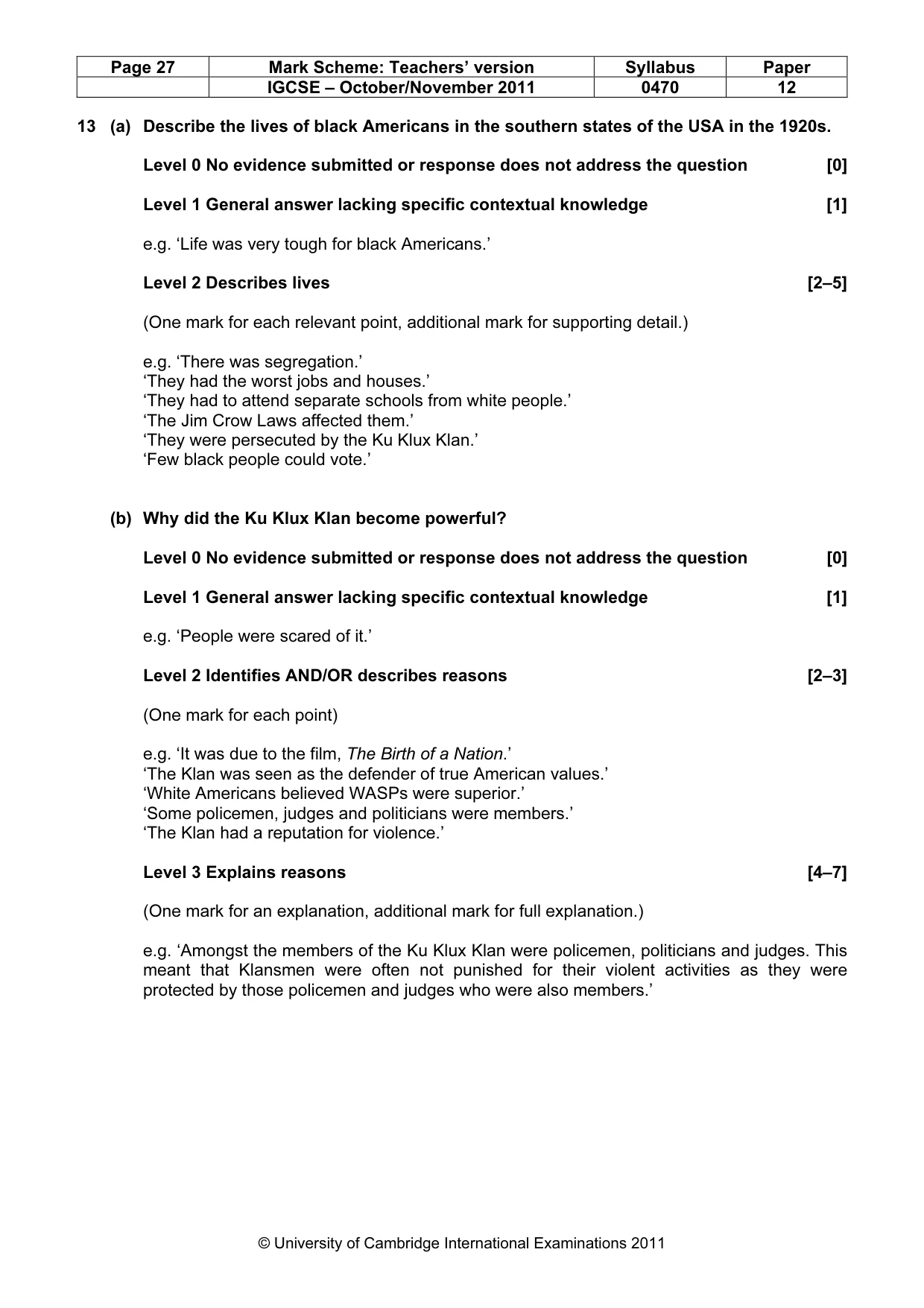 Mark scheme, page 27 of 52