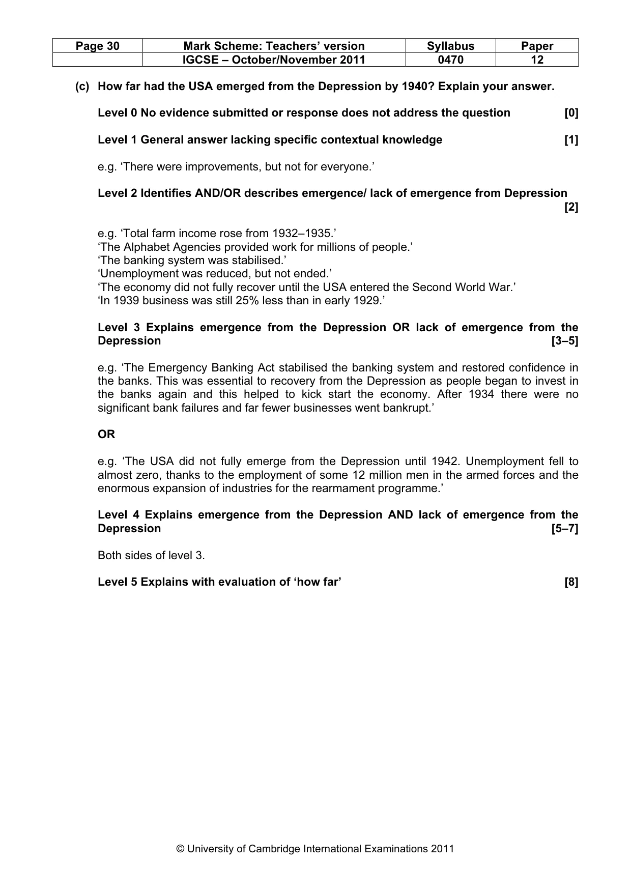 Mark scheme, page 30 of 52