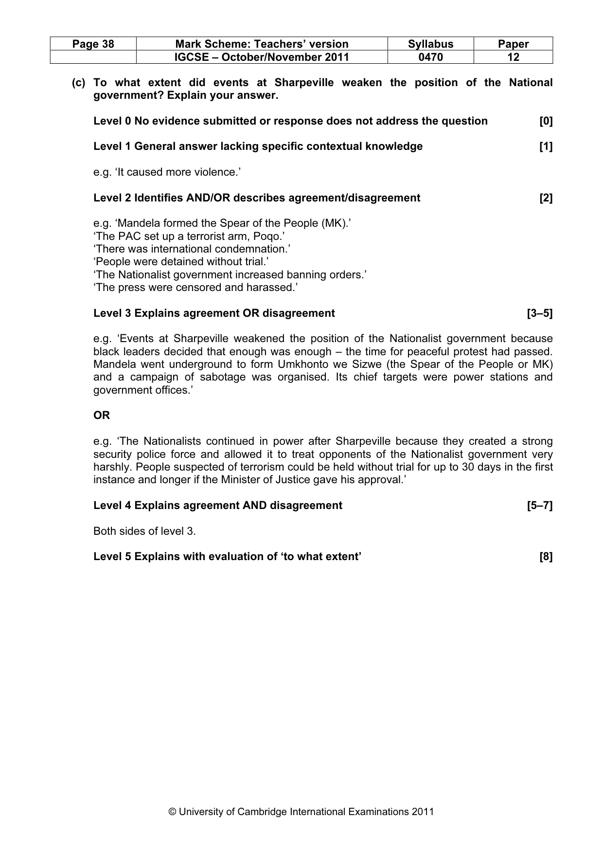 Mark scheme, page 38 of 52