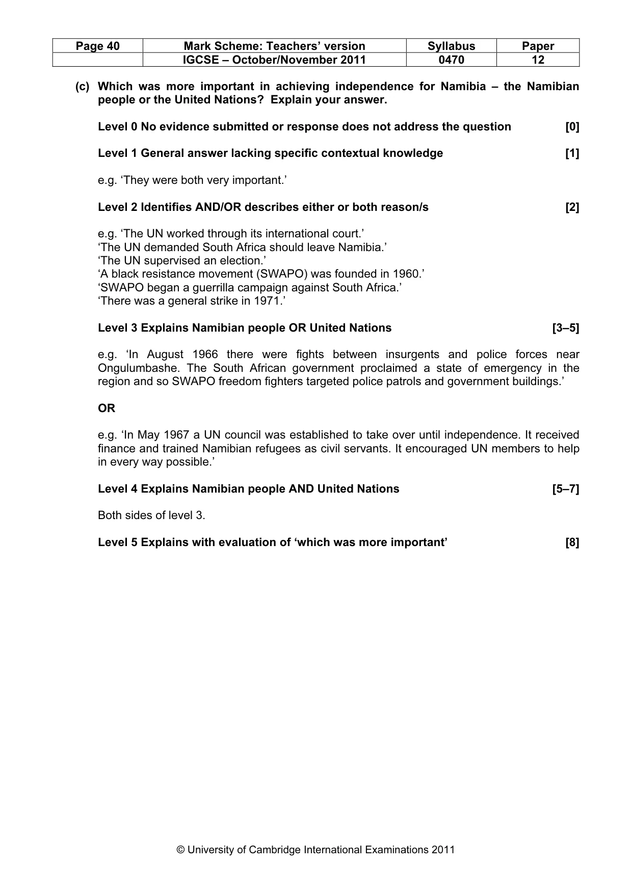 Mark scheme, page 40 of 52
