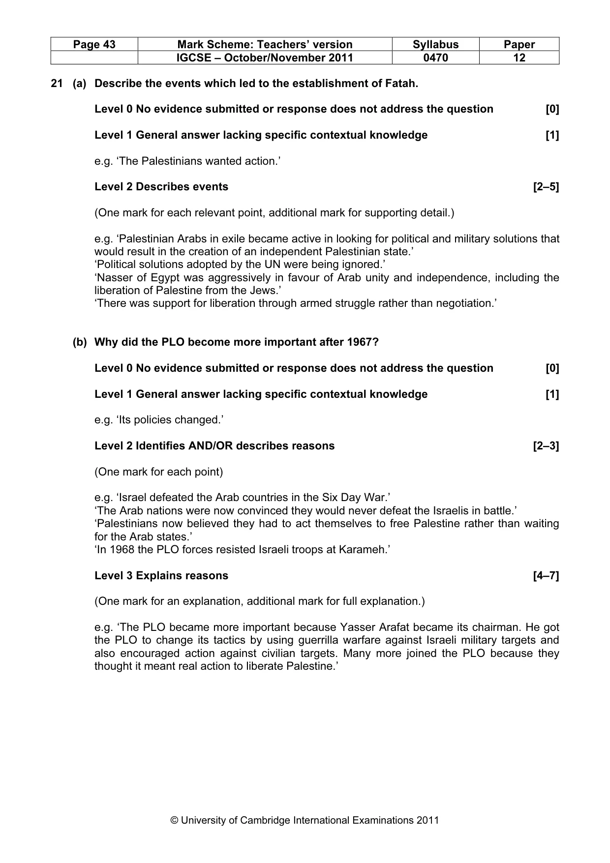 Mark scheme, page 43 of 52
