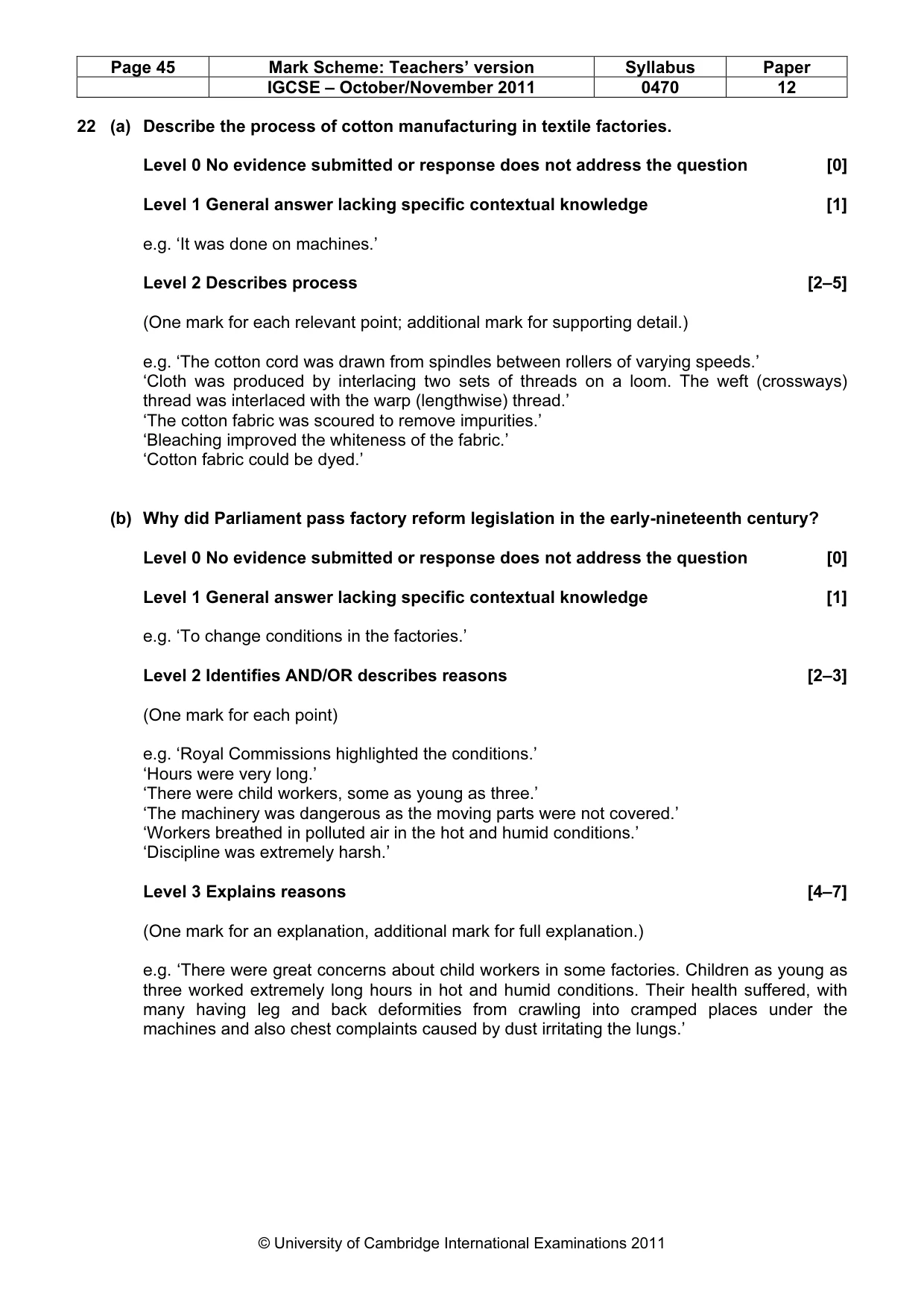 Mark scheme, page 45 of 52