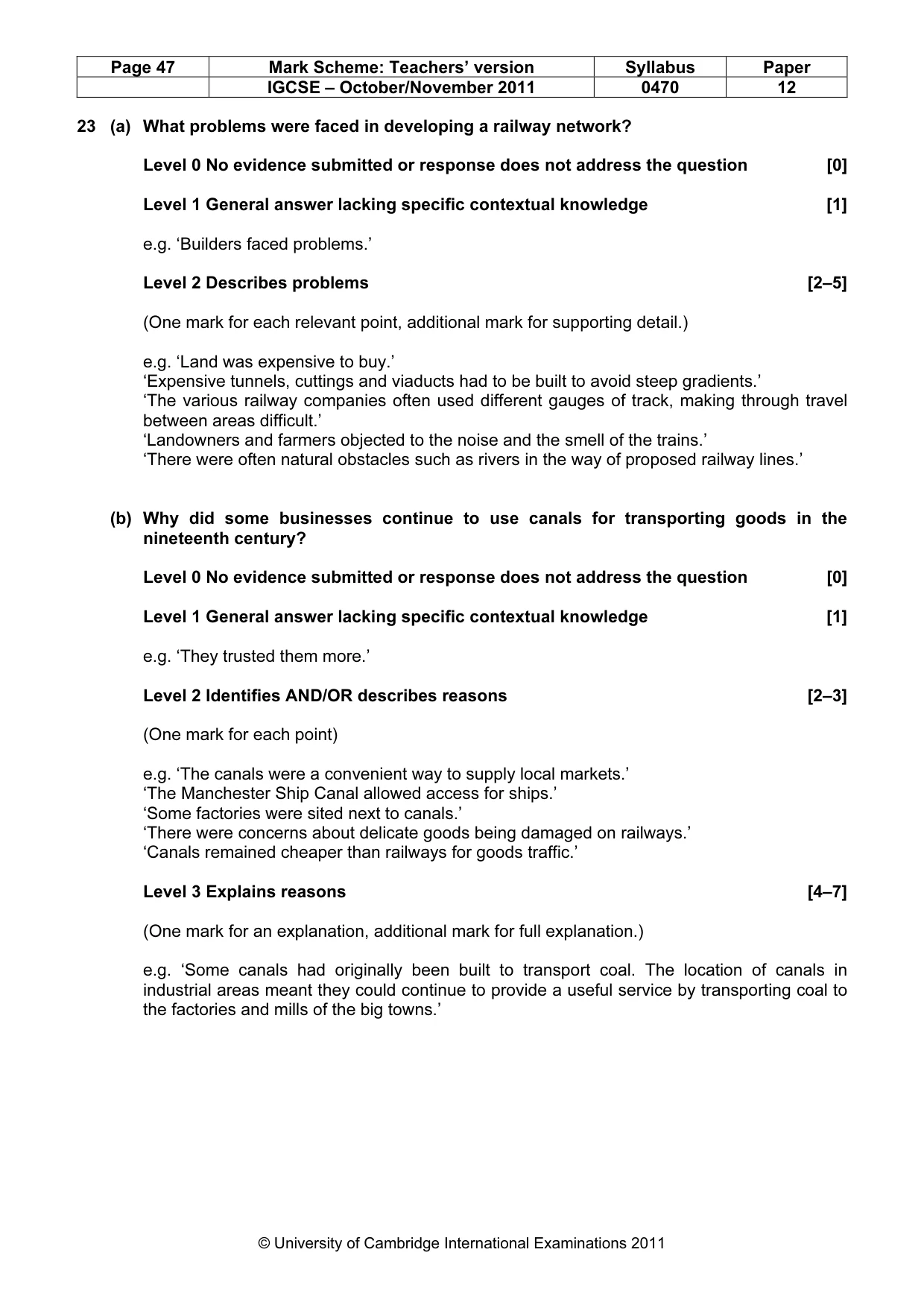 Mark scheme, page 47 of 52