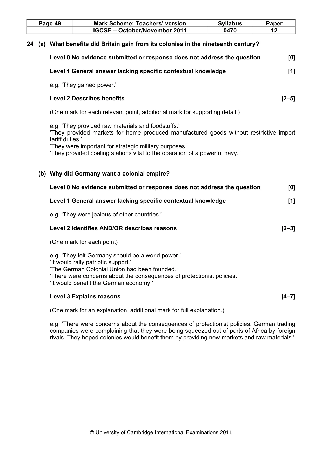 Mark scheme, page 49 of 52