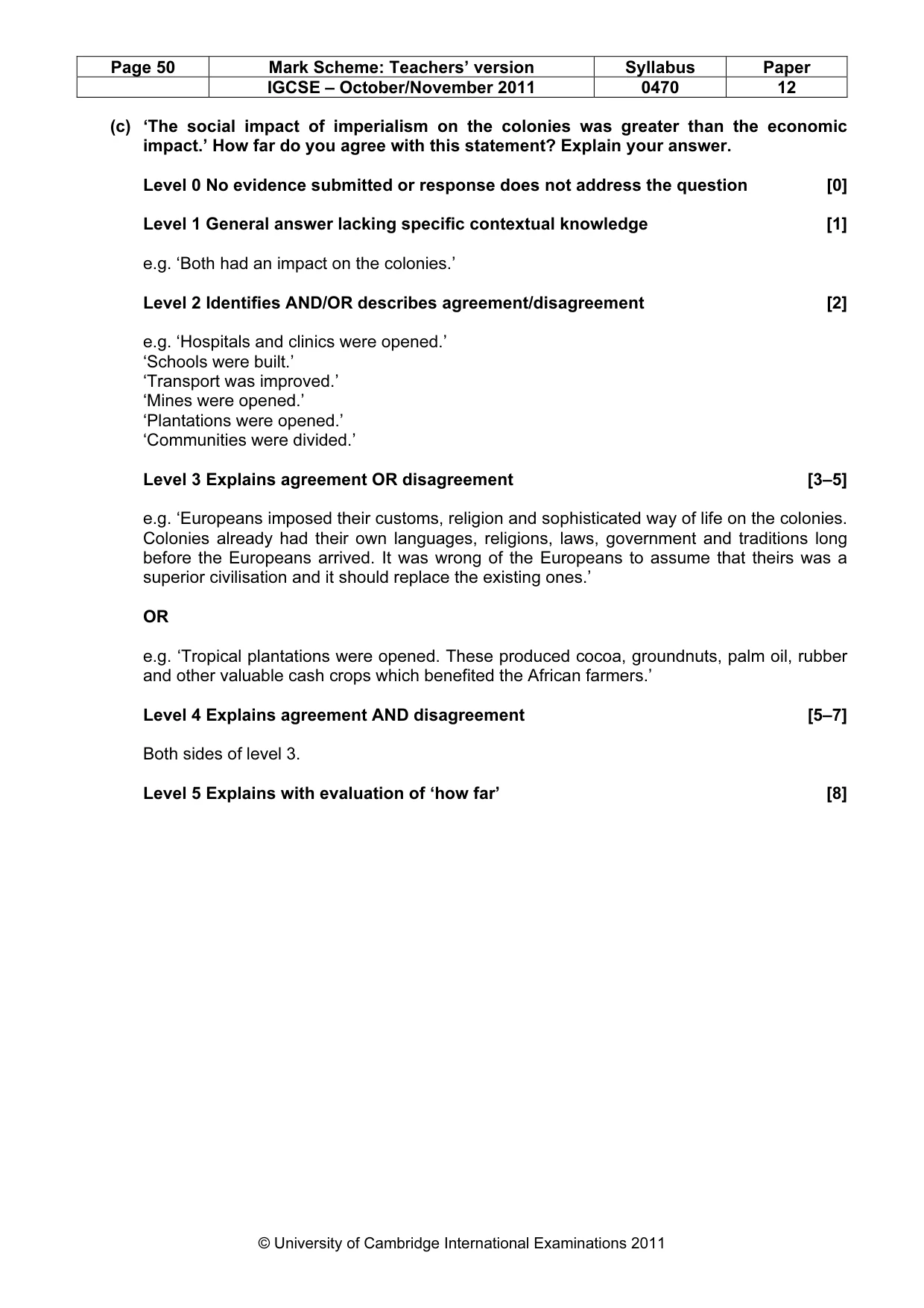 Mark scheme, page 50 of 52