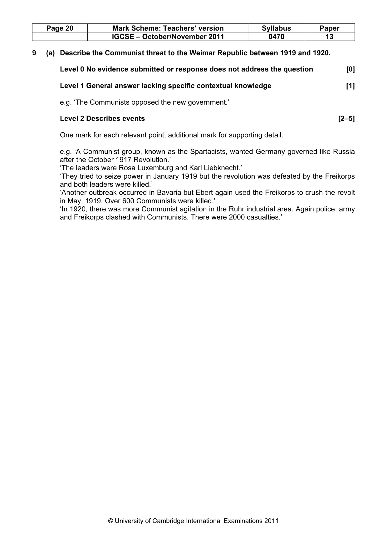 Mark scheme, page 20 of 58