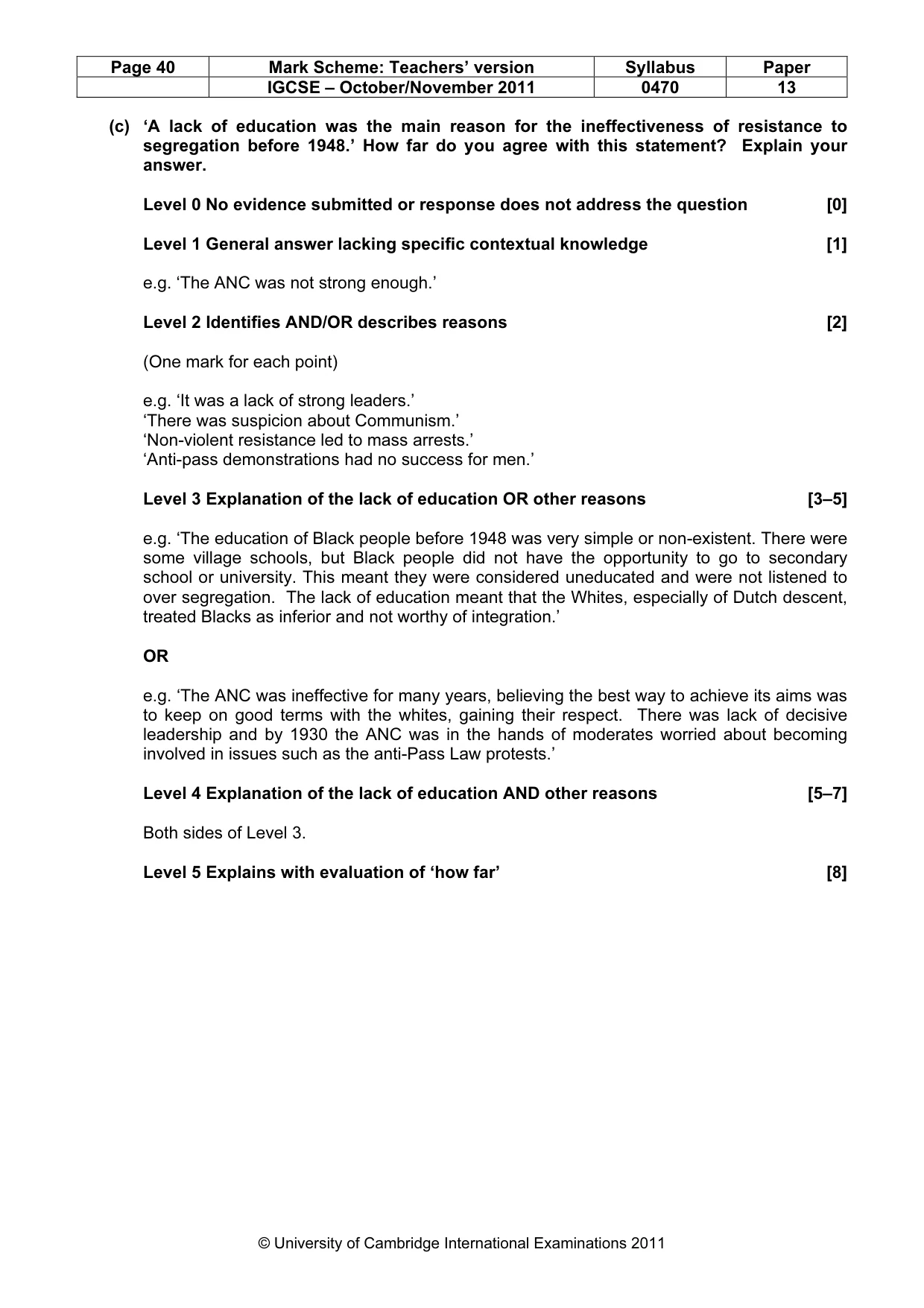 Mark scheme, page 40 of 58