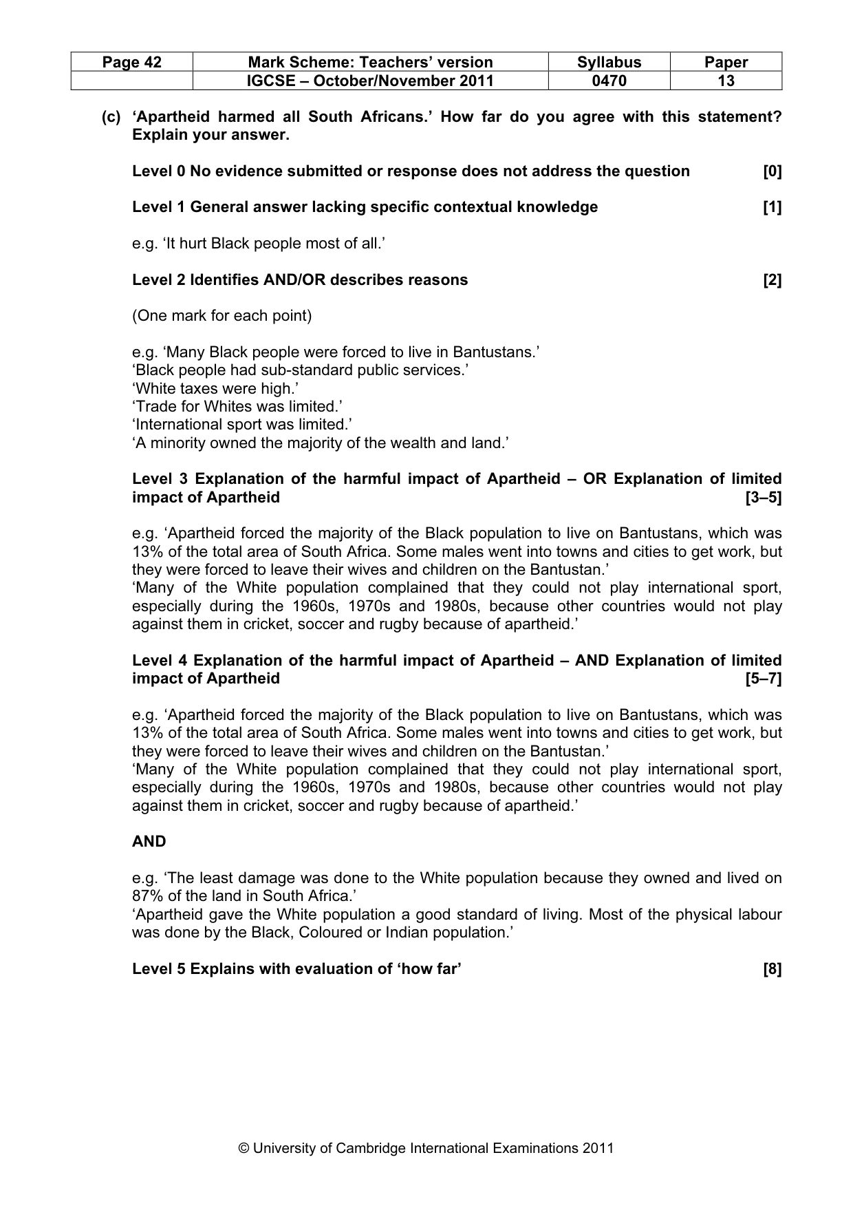 Mark scheme, page 42 of 58