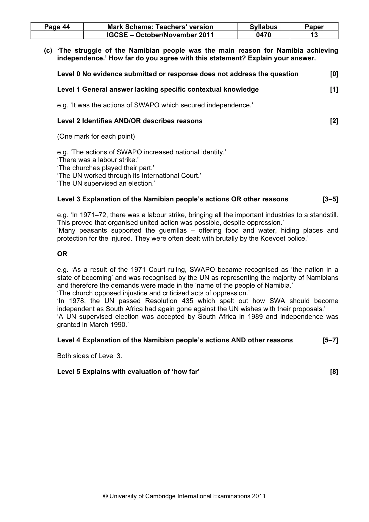 Mark scheme, page 44 of 58