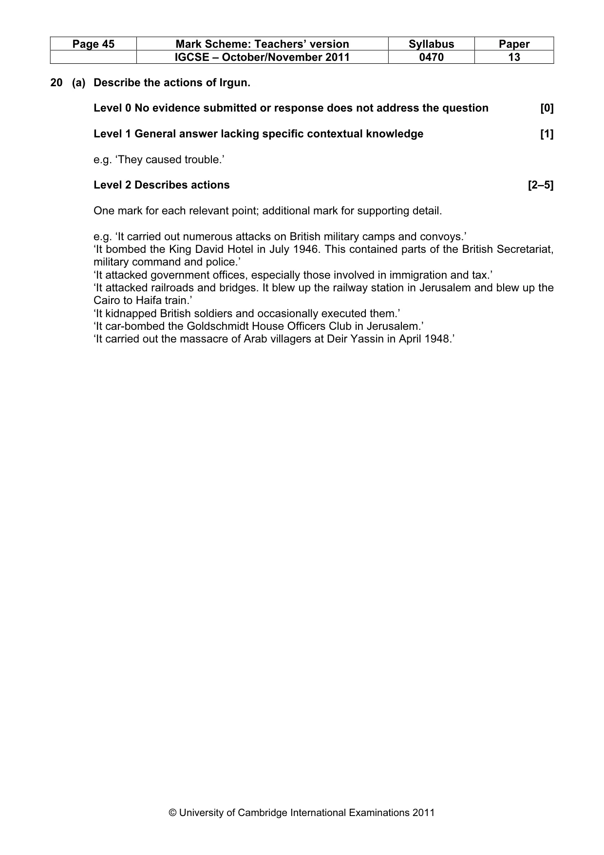Mark scheme, page 45 of 58