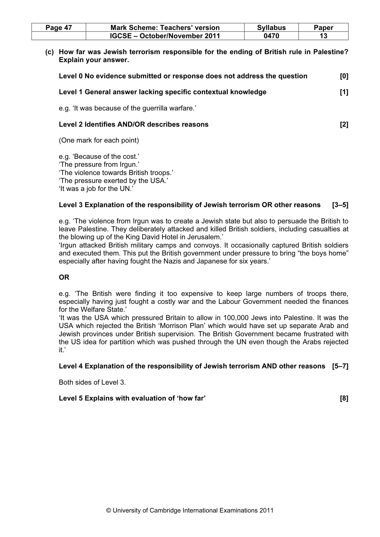 Mark scheme, page 47 of 58