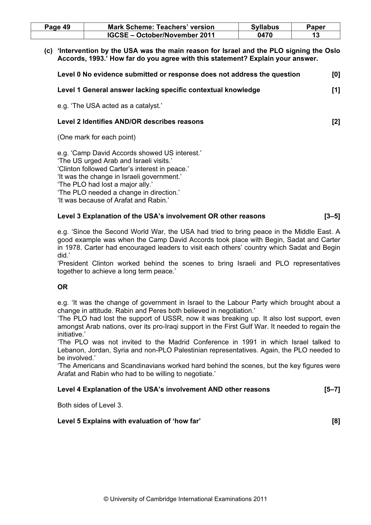 Mark scheme, page 49 of 58