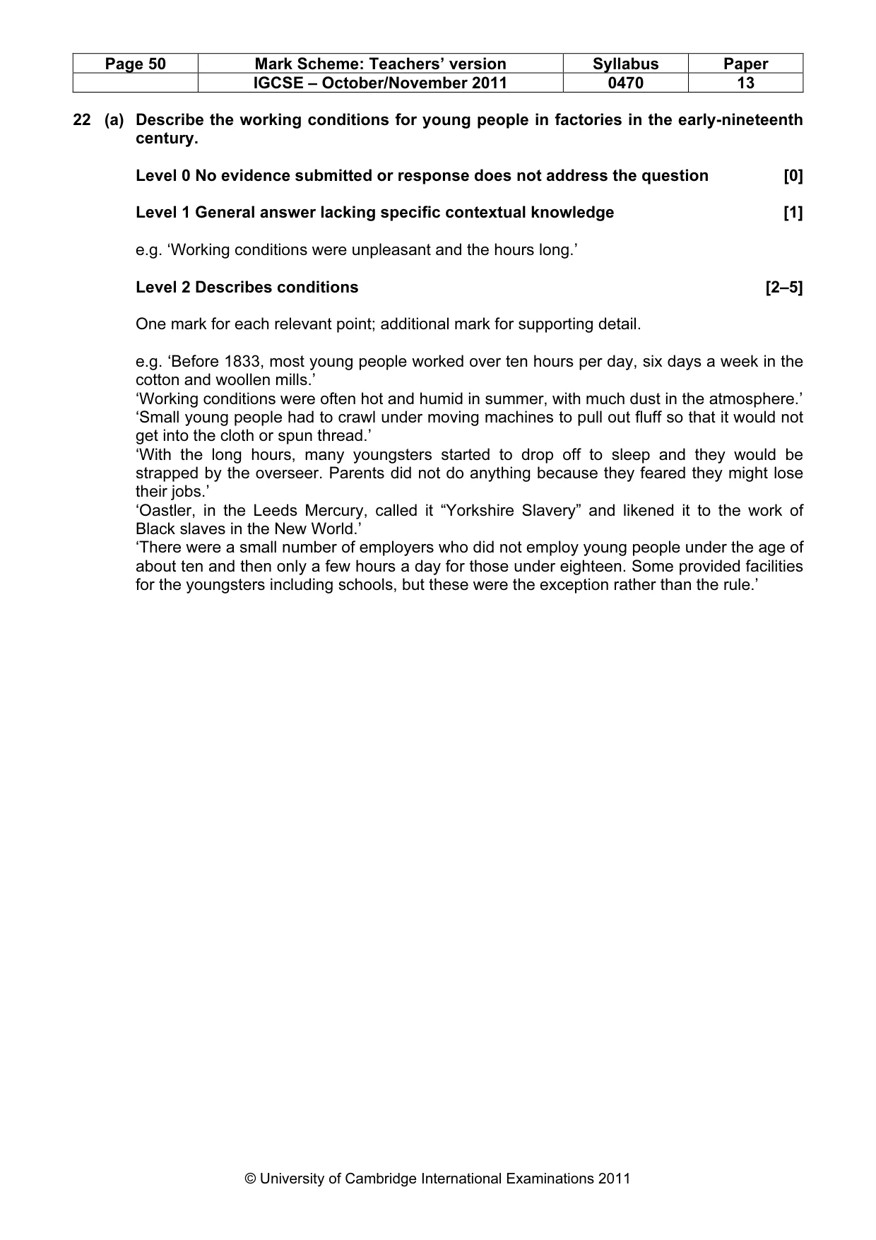 Mark scheme, page 50 of 58