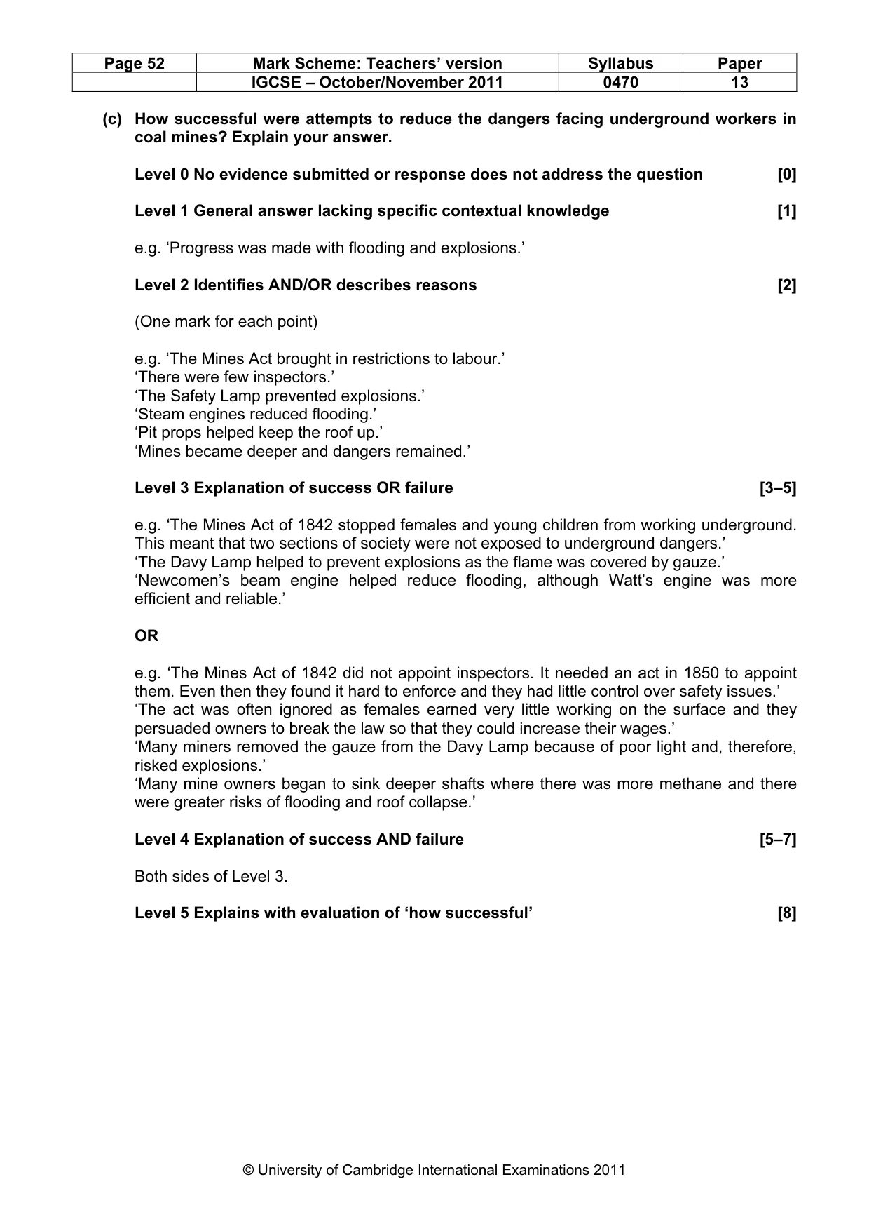 Mark scheme, page 52 of 58
