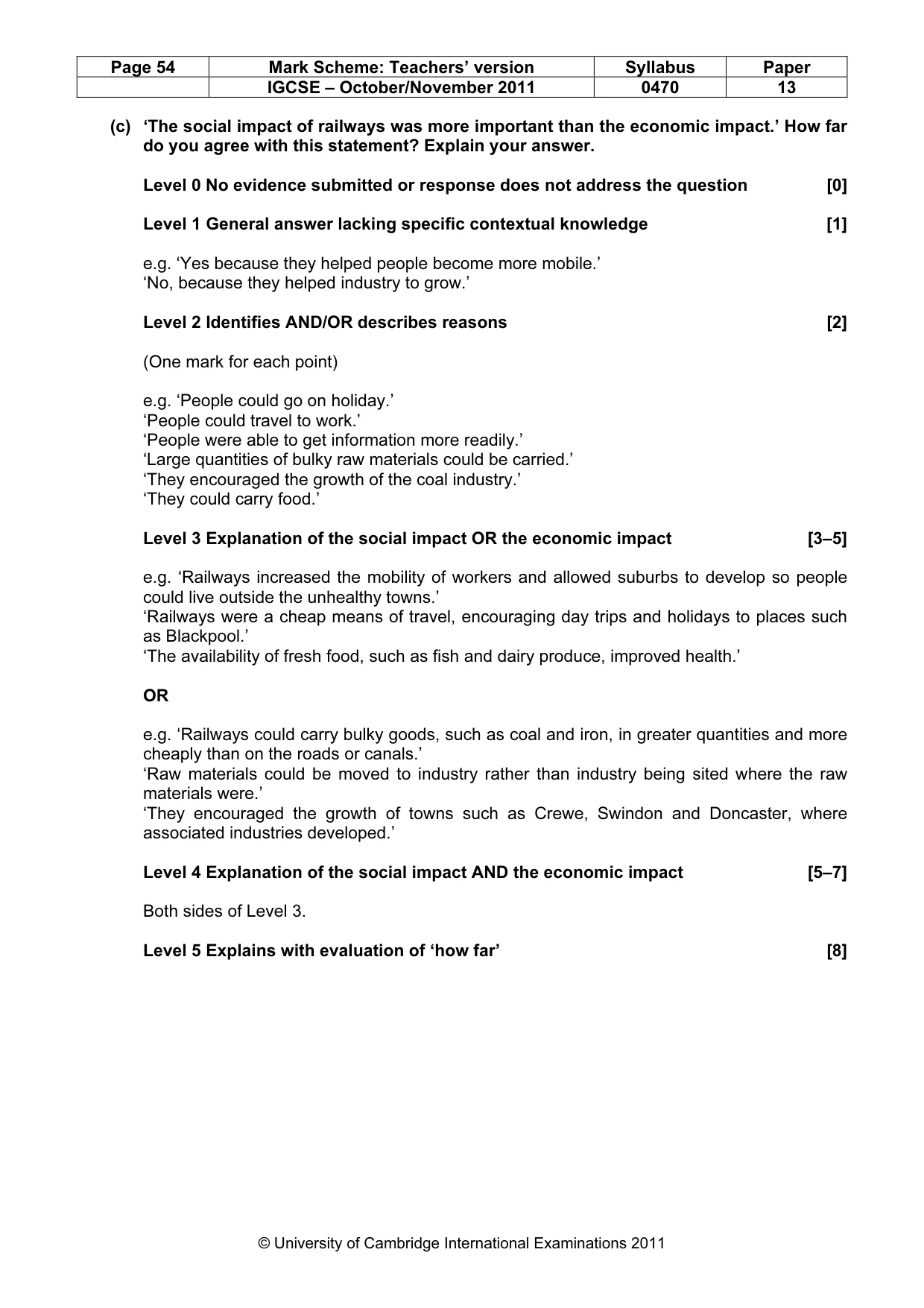 Mark scheme, page 54 of 58