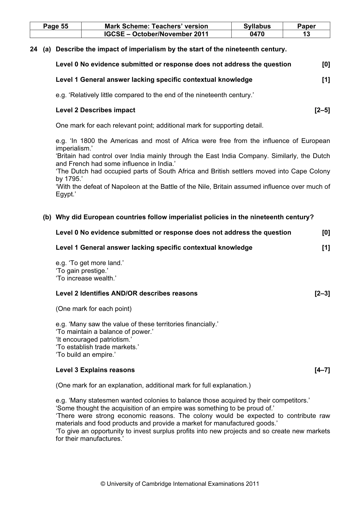 Mark scheme, page 55 of 58