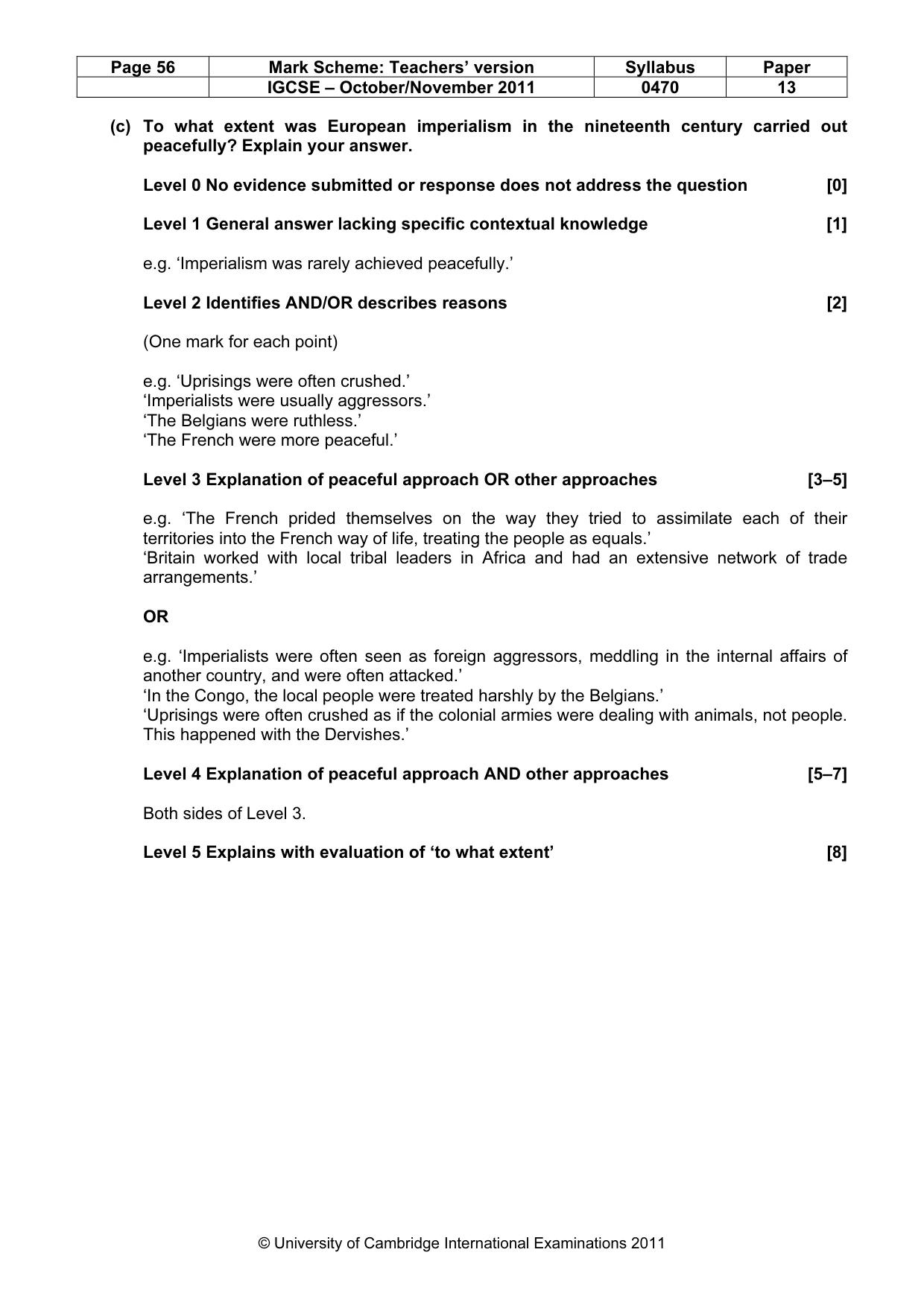 Mark scheme, page 56 of 58