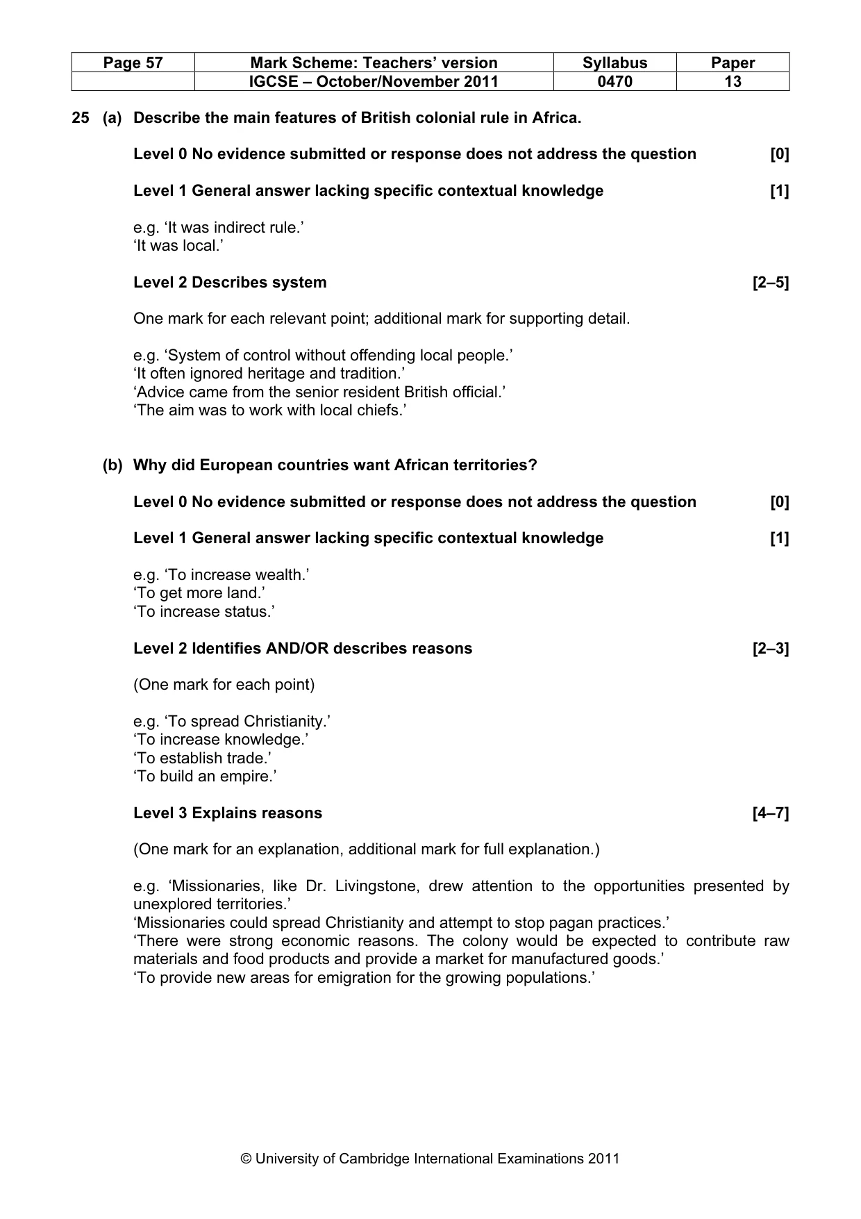 Mark scheme, page 57 of 58