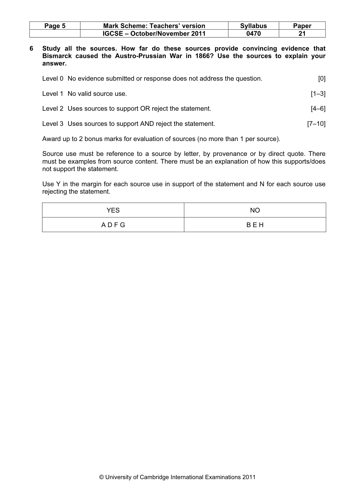 Mark scheme, page 5 of 8