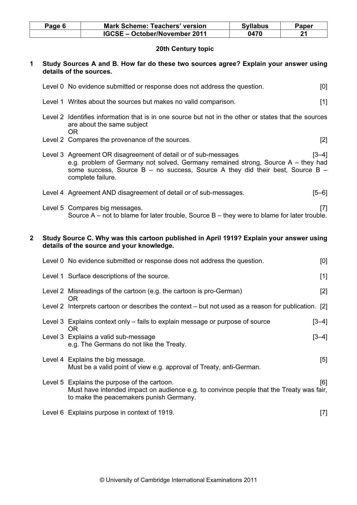 Mark scheme, page 6 of 8