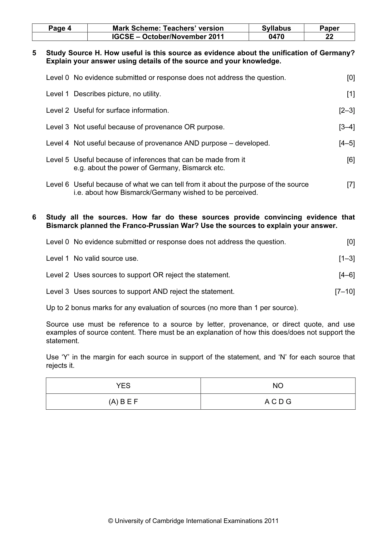 Mark scheme, page 4 of 7