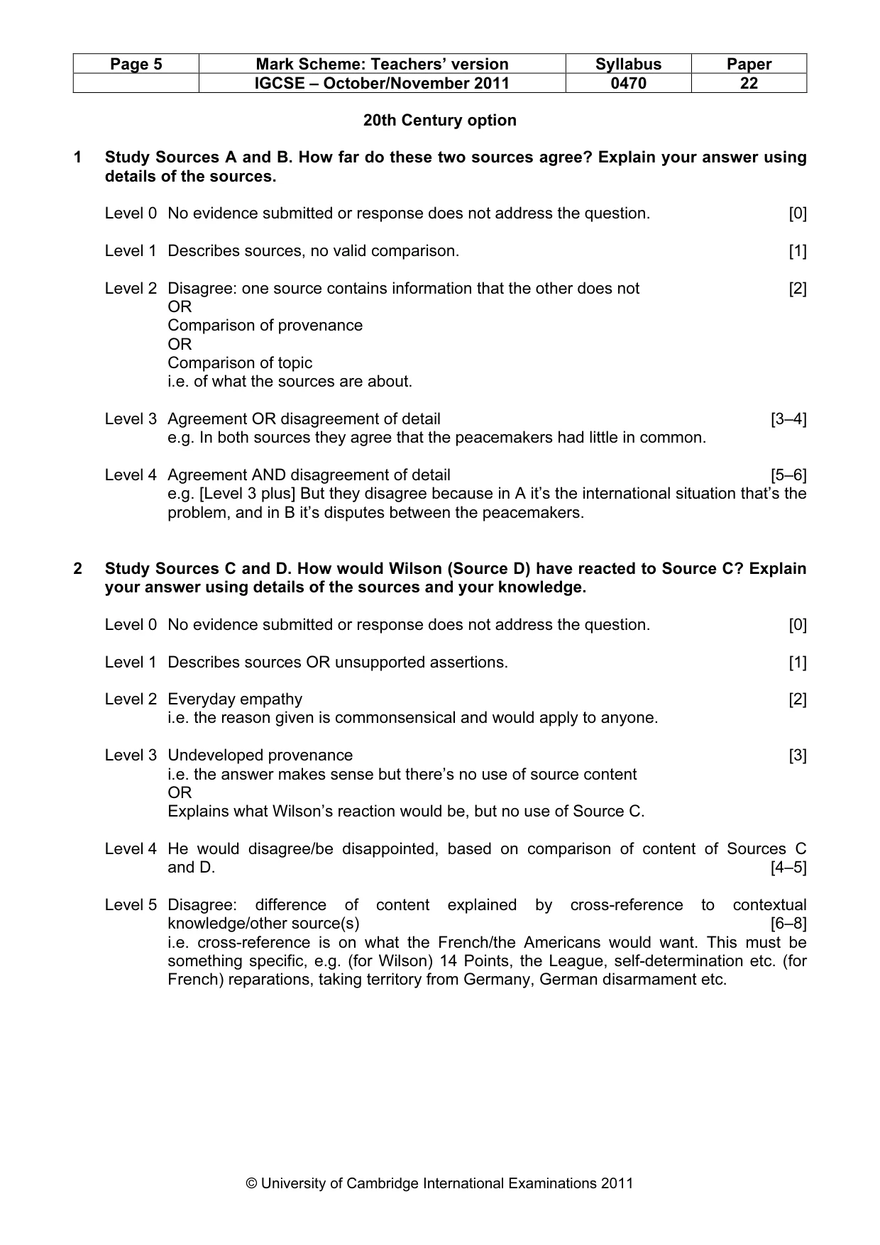 Mark scheme, page 5 of 7