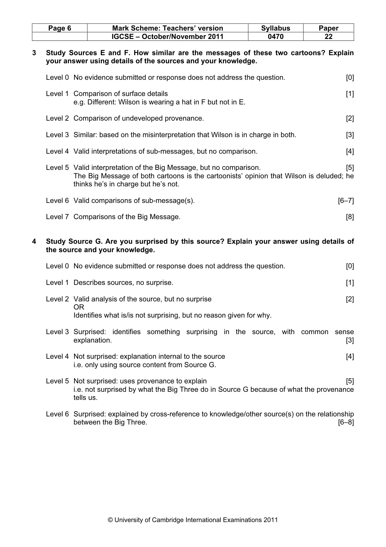 Mark scheme, page 6 of 7
