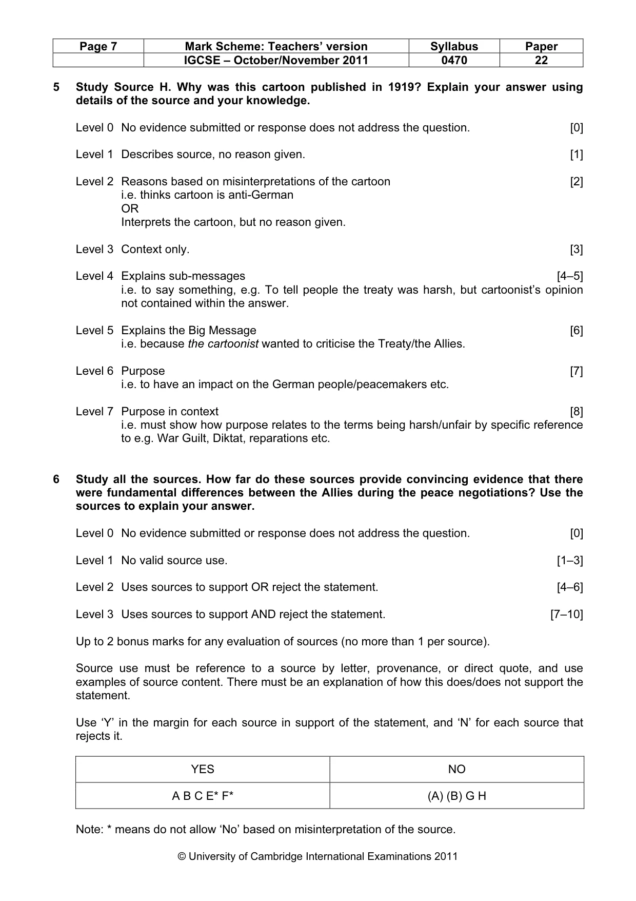 Mark scheme, page 7 of 7